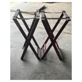 (2) Tray Waiter Stand Jack Wood 32"