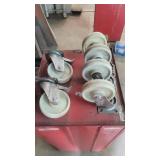 6 casters, 2 of them with locking mechanisms.5"