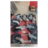 8 casters, 4 inch and 5 inch.