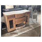 Area Rug, 4 Chairs & Wooden Dresser
