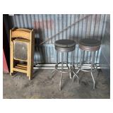 2 Bar Stools & 4 Wooden Chairs
