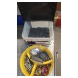Large bucket of drywall screws and another bucket