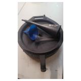 Oil drain pan and three funnels