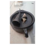 Oil drain pan and three funnels