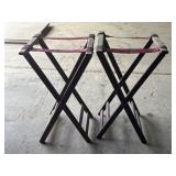(2) Tray Waiter Stand Jack Wood 32"