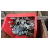 A bin of miscellaneous castor cards and pieces