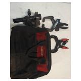 Clamps, flashlight, tool bag
