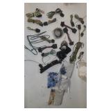 A tub full of trailer accessories for lighting
