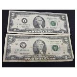 (2) 2003 $2 Bills