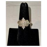 10K Yellow Gold Diamond Star Shape Cluster Ring