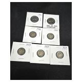 1939 & 1955 Nickles, (2).1948 Dimes, (2) 1954