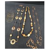 (3) Earth/Copper Tone Necklaces, Stacking