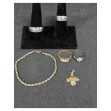 (4) Rings, Angel Pendant & Bracelet