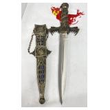 DAGGER KNIFE & SHEATH BELT CLIP ORNATE SNAKE
