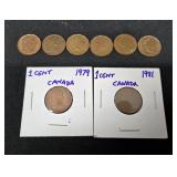 (8) Vintage Canadian Pennies