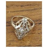 14k Gold Two Tone Ring w/ Stone