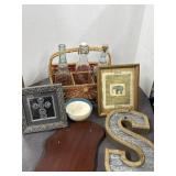 Home Decor, Wicker Basket, Glass Bottles