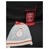NWT M/L Christmas Dog Sweater & Santa Sign