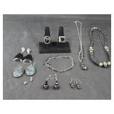 (2 .Necklaces, (2) Rings, (5) Pr Earrings &