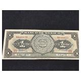1969 Mexican Ine Peso Banknote