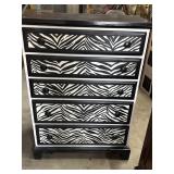 32"x18.5"x44" Dixie 4 Drawer Zebra Wooden Chest