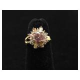 Pink Sapphire Starburst Ring Sz 2