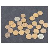 Very Old Wheat Pennies in Vtg Can