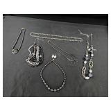 (6) Metallic Colored Necklaces & (1) Pr Earrings
