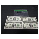 (4) 1976 Consecutive Serial #s $2 Bills