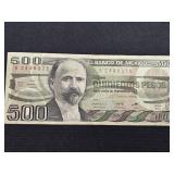 500 Mexican Pesos Bill