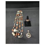Wood & Silver 22" Necklace, Pendant & Copper Ring