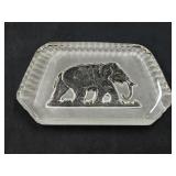 Vintage Elephant Paperweight Art Glass 7" x 4