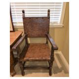 Antique Spanish Leather Dining Chair Antique Spanish Leather Dining Chair