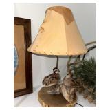 25" Vintage Quail Leather Lamp  25" TESTED 25" Vintage Quail Leather Lamp  25" TESTED