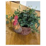 Rooster Basket With Faux Plant Rooster Basket With Faux Plant