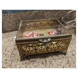 Vintage Metal Jewelry Or Shadow Box 6x5x4 Vintage Metal Jewelry Or Shadow Box 6x5x4