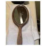 Antique Wooden Hand Mirror 12" and 2 Round Mirrors Antique Wooden Hand Mirror 12" and 2 Round Mirrors