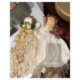 (2) Christmas Mop & Straw Dolls (2) Christmas Mop & Straw Dolls