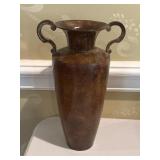 VTG metal vase with handles12"tall made in India VTG metal vase with handles12"tall made in India