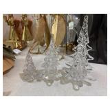 (3) Glass Mini Christmas Trees (3) Glass Mini Christmas Trees