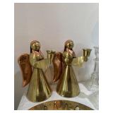 (2) Brass Angel Candle Holder (2) Brass Angel Candle Holder