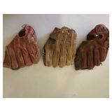 (3) Vintage Baseball Gloves (3) Vintage Baseball Gloves