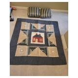 Quilted Throw & (2) Striped Throw Pillows Quilted Throw & (2) Striped Throw Pillows