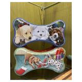 (2) Tin Dog Bone Box Shaped Gift Box (2) Tin Dog Bone Box Shaped Gift Box