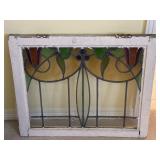 VTG Stained Glass Window 25"x21.5" VTG Stained Glass Window 25"x21.5"