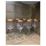 (7) Champagne Glasses, Gold Encrusted (7) Champagne Glasses, Gold Encrusted