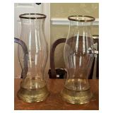 Pair of Gold Hurricane Glass 18.5" Candle Holders Pair of Gold Hurricane Glass 18.5" Candle Holders