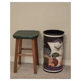 Wooden Stool & Duck Americana Trash Can & Lamp Wooden Stool & Duck Americana Trash Can & Lamp