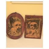 (3) Vintage Decoupage Sad Puppies (3) Vintage Decoupage Sad Puppies