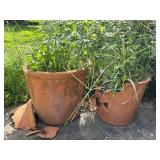 (2) Clay Planters (2) Clay Planters